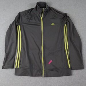 Adidas Jacket Womens Large Climalite Full Zip Activewear Track Mock Neck Gray